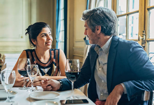 Couple dining together